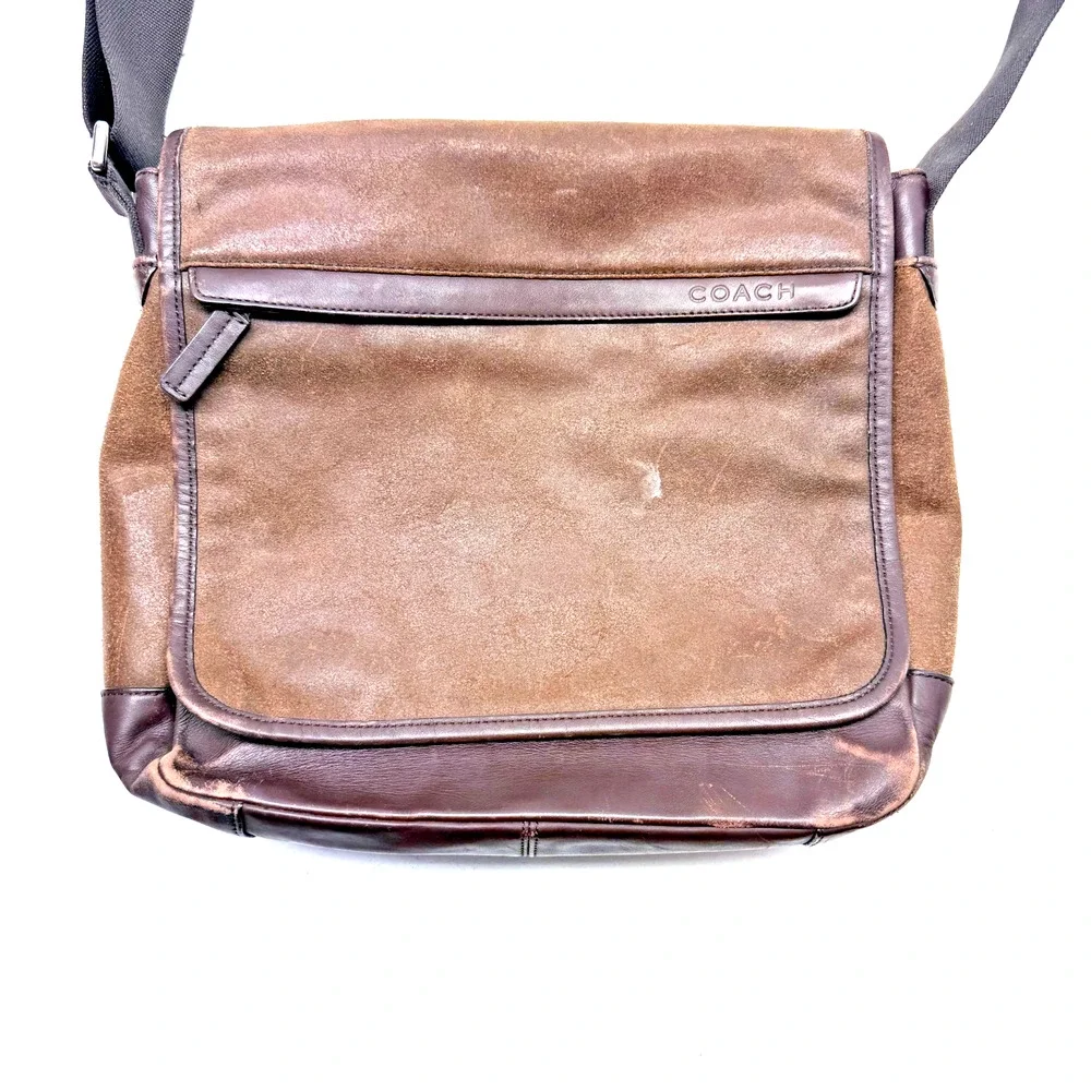 Vintage Suede Brown Suede Leather Coach Bag Messenger Bag